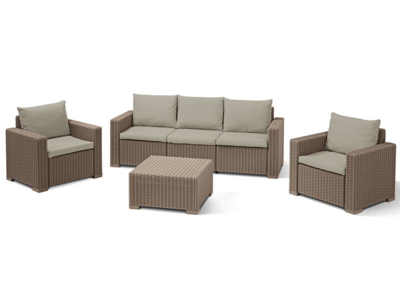 California 3 Seater Set m�anyag kerti b�tor garn cappuccino - homok